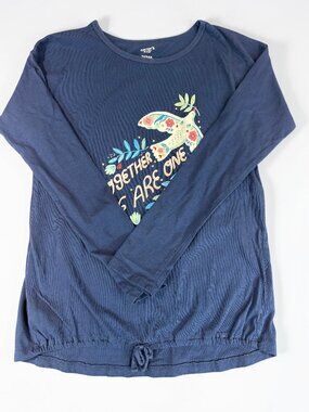 Girls Carter's Floral Dove Jersey Tee Navy Long Sleeve Shirt Size 14 (SKU: 180G)